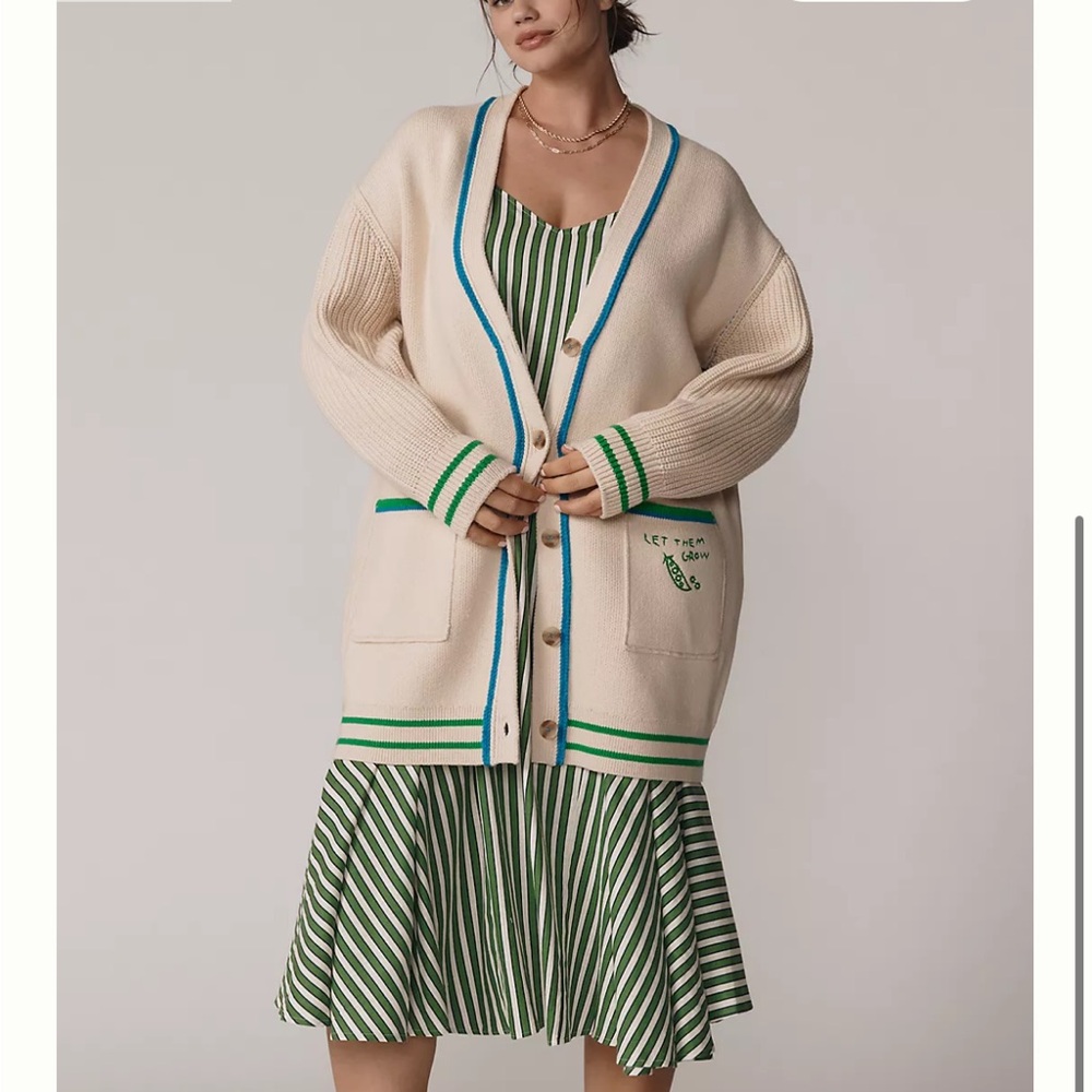 Maeve Cotton Blend Veggie Motif Cardigan Sweater - Picture 2 of 10